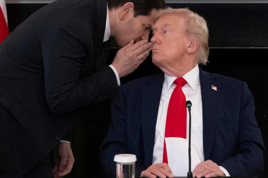 the sheet that Marco Rubio gave to Trump in the middle of a conference at the White House