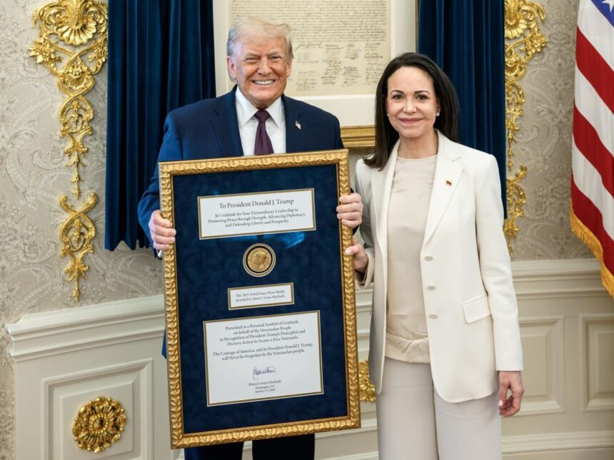 What Trump talked about about María Corina Machado and how he gave her the Nobel Peace Prize