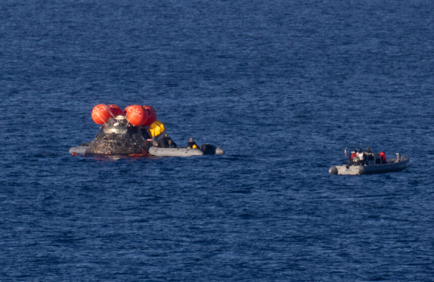 the moment the recovery command opens the Orion capsule after splashdown