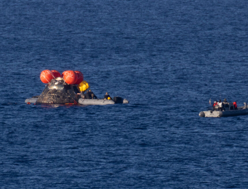 the moment the recovery command opens the Orion capsule after splashdown