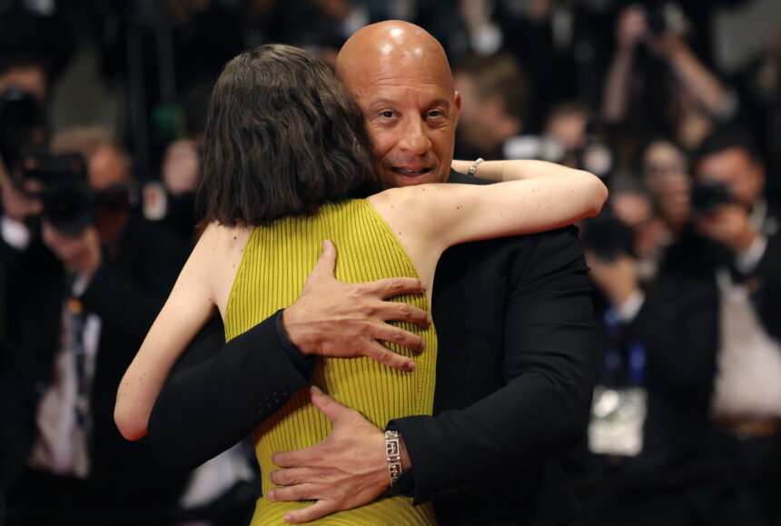 Meadow Walker accompanies Vin Diesel in tribute to Paul Walker during Cannes
