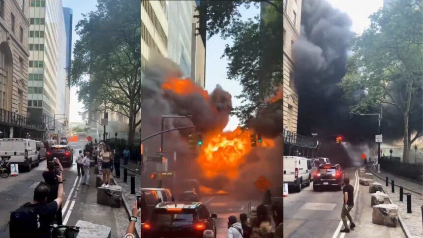What happened in front of the Wall Street Bull? Video shows vehicle explosion that caused panic in New York