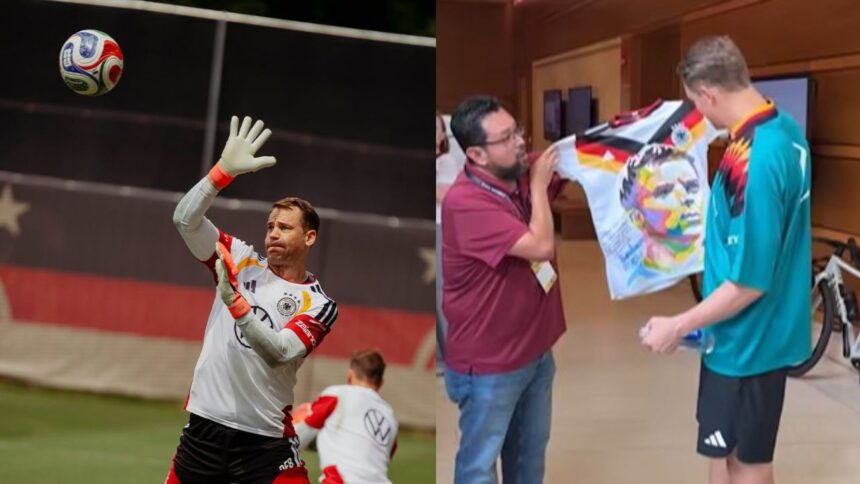 Manuel Neuer receives a Guatemalan piece in his last World Cup with Germany Manuel Neuer receives a Guatemalan piece in his last World Cup with Germany