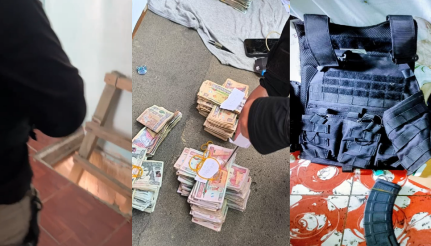 Searches in El Gallito reveal a tunnel and leave confiscation of more than Q100 thousand in cash and ammunition