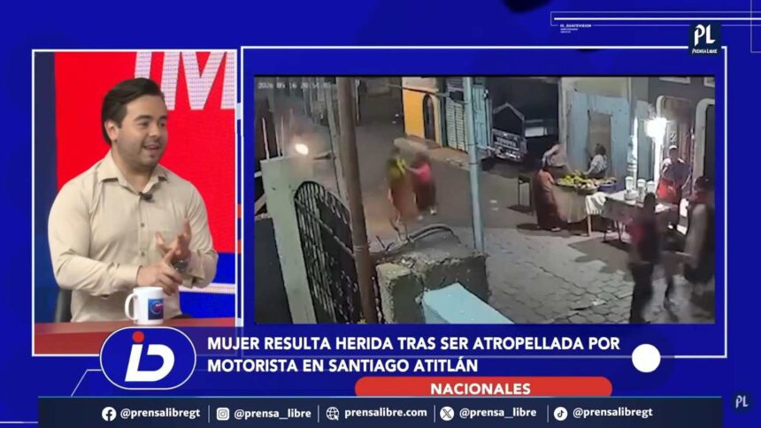 The moment when a motorcyclist runs over a woman in Santiago Atitlán