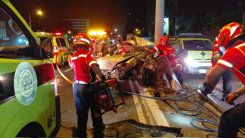 Vehicle is destroyed after hitting a concrete post in zone 12