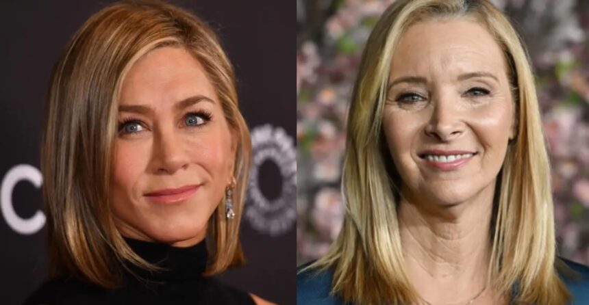the reflection of Jennifer Aniston and Lisa Kudrow