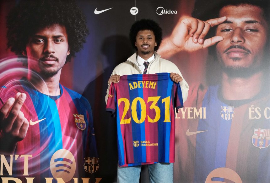What did Karim Adeyemi say about Lionel Messi in his presentation with Barcelona?