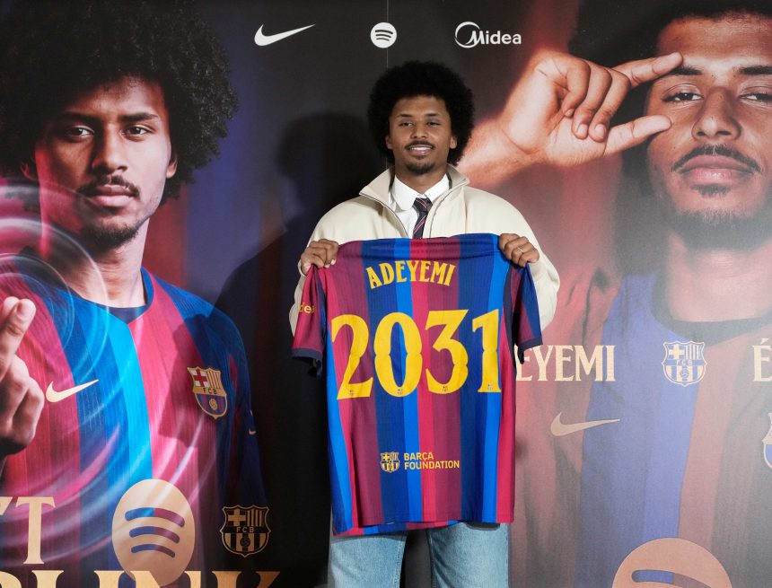 What did Karim Adeyemi say about Lionel Messi in his presentation with Barcelona?